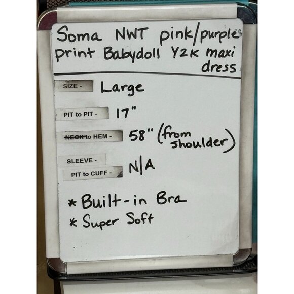 Soma Maxi Dress Crossback Straps Coral Purple Babydoll Y2K Size Large NWT - Picture 12 of 12